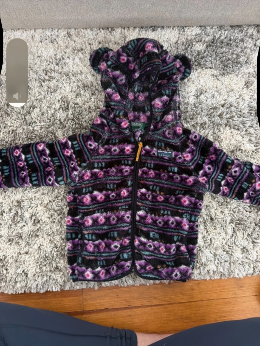 LL bean girls bear hood fleece toddler Size 4T
